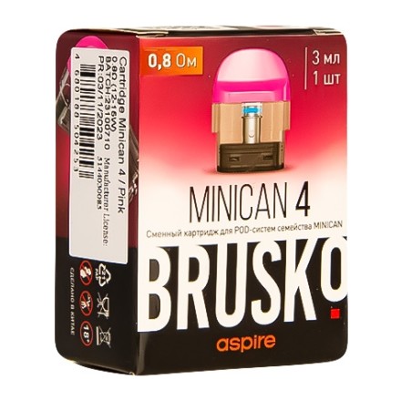 Сменный картридж Brusko - Minican 4 (0.8 Ом, 3 мл., Розовый) купить в Санкт-Петербурге